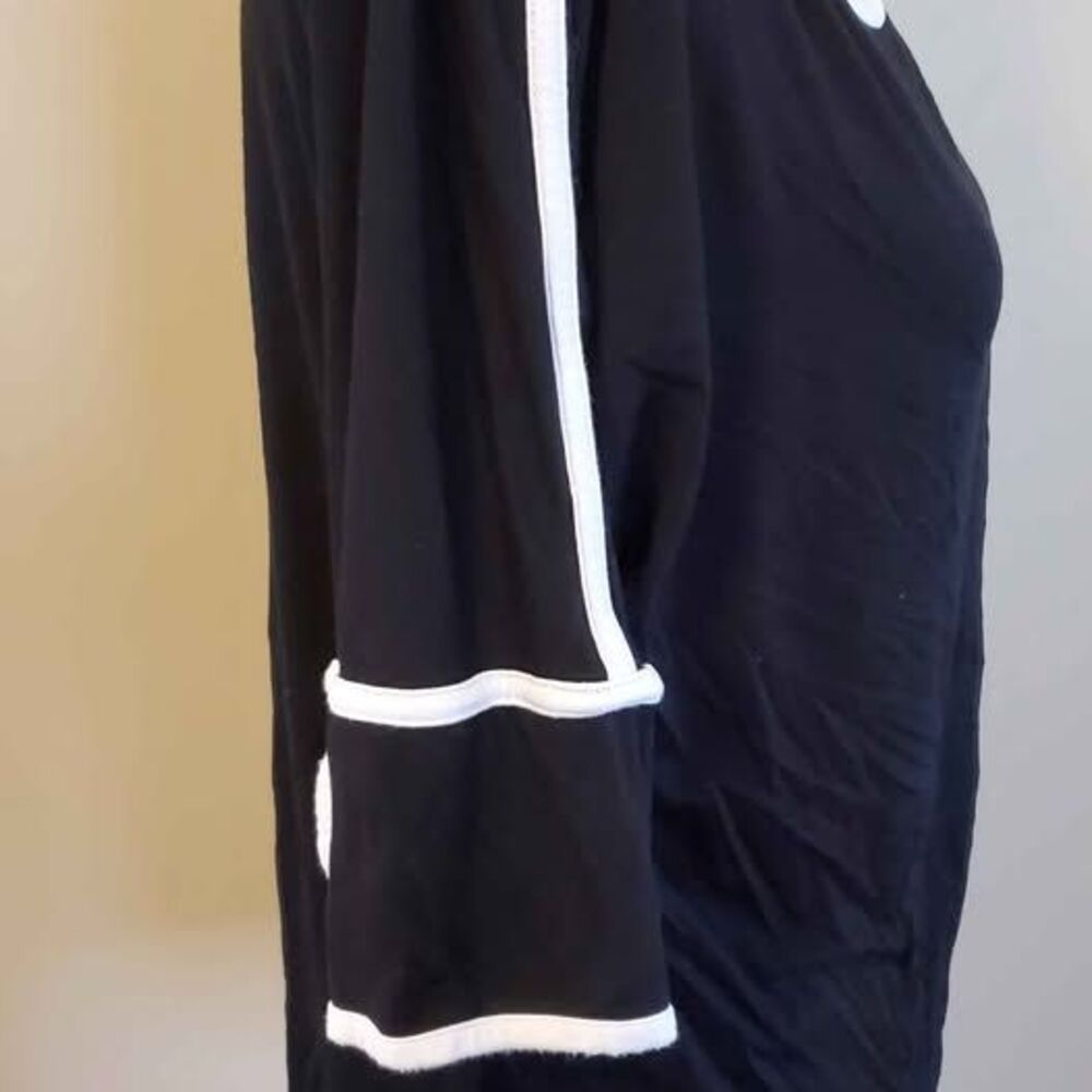 Cable & Gauge Large Ladies Black & White Blouse Top Shirt Ladies 3/4 Sleeve - Picture 4 of 10